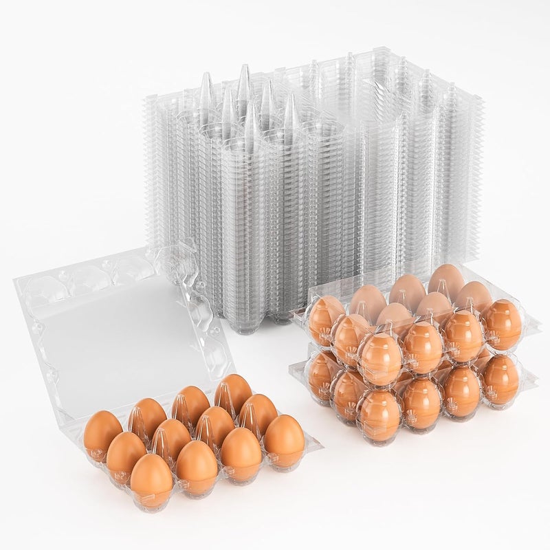 EVANCENT 50 Pack Plastic Egg Cartons Cheap Bulk 12 Count Clear Blank Egg Containers for Refrigerator, Reusable Holder for Home Ranch Farm Commercial Market Display, Plastic Packaging for Craft Projects - Image 1